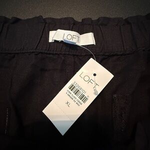 LOFT Women’s Black Linen Blend Elastic Waist cuffed Short size XL NWT